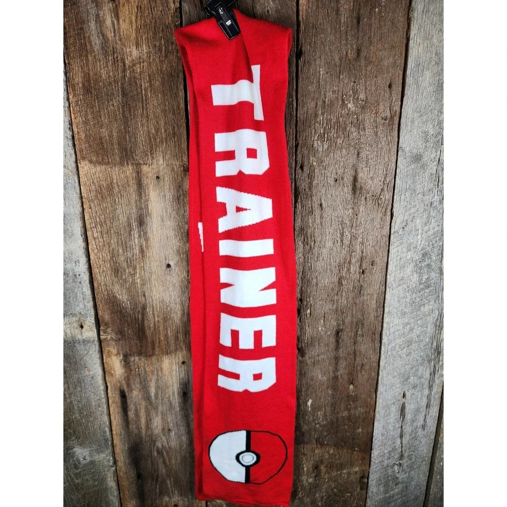 Pokemon Nintendo Trainer Scarf Red White Knit Poke Ball